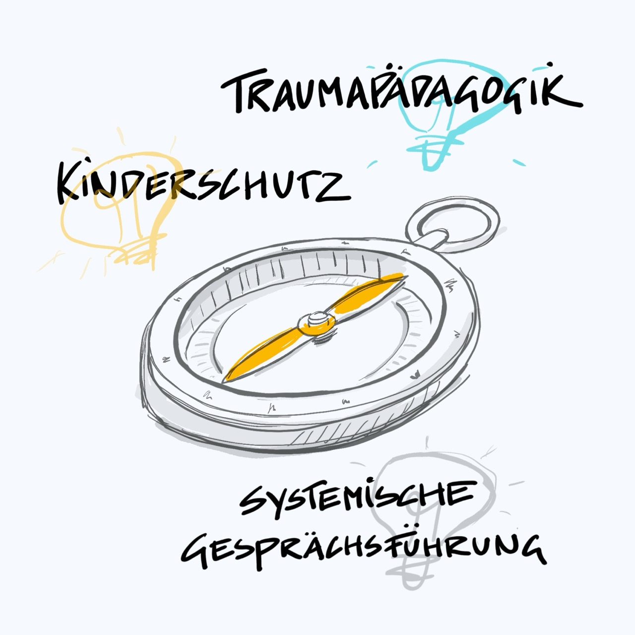 Kompass Symbol für Fortbildungen in Traumapädagogik, Kinderschutz und systemischer Gesprächsführung.